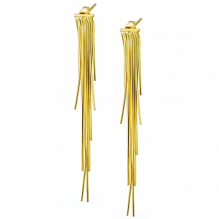 Oxzen ασημένιο σκουλαρίκι με πολλές αλυσίδες μακρύ κρεμαστό