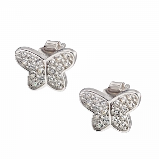 Oxzen σκουλαρίκι ασημένιο καρφωτό πεταλούδα