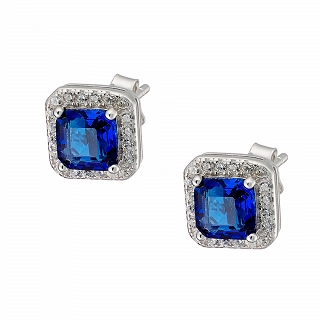 Oxzen σκουλαρίκια καρφωτά ασημένια τετράγωνο ζιργκόν