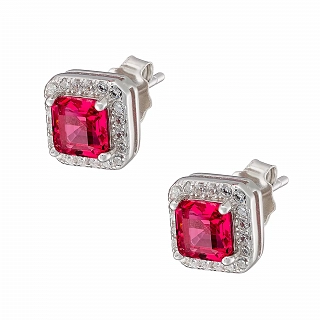 Oxzen σκουλαρίκια καρφωτά ασημένια τετράγωνο ζιργκόν