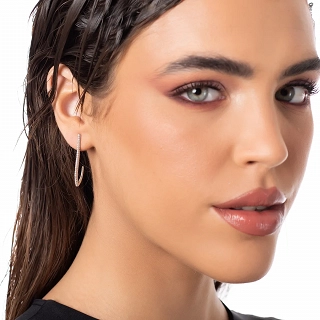 Oxzen σκουλαρίκια κρεμαστά ασημένια ιδιαίτερο σχήμα και λευκά ζιργκόν