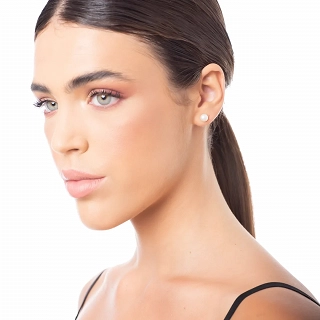 Oxzen σκουλαρίκια καρφωτά ασημένια με πέρλα Majorica 6mm