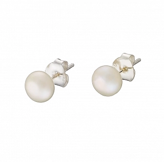 Oxzen σκουλαρίκια καρφωτά ασημένια με πέρλα Majorica 5mm