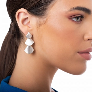 Oxzen σκουλαρίκια κρεμαστά ασημένια με ματ φινίρισμα