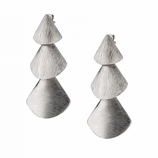 Oxzen σκουλαρίκια κρεμαστά ασημένια με ματ φινίρισμα