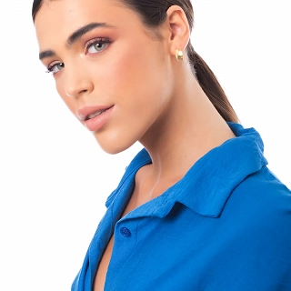 Oxzen ασημένιο σκουλαρίκι ματ κρίκος φαρδύς