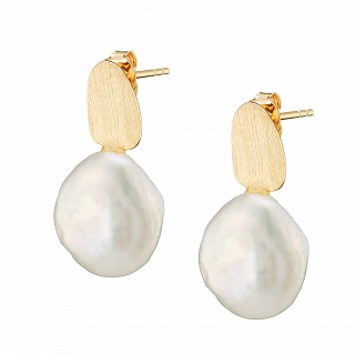 Oxzen σκουλαρίκι ασημένιο με ακατέργαστη πέρλα