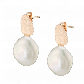 Oxzen σκουλαρίκι ασημένιο με ακατέργαστη πέρλα