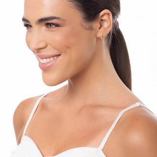 Oxzen ασημένιο σκουλαρίκι κρικάκι 10mm με λευκά ζιργκόν