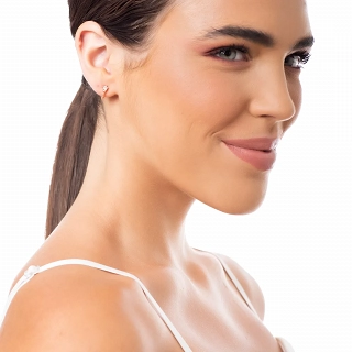 Oxzen ασημένιο σκουλαρίκι κρικάκι 10mm με λευκά ζιργκόν