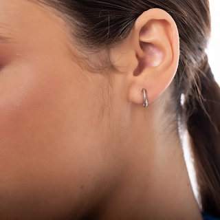 Oxzen ασημένιο σκουλαρίκι μικρό κρικάκι 10mm