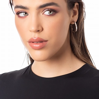 Oxzen σκουλαρίκι κρίκος ασημένιος τετραγωνισμένος 25mm