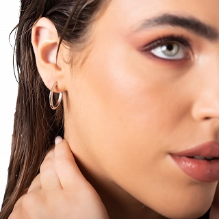 Oxzen σκουλαρίκι κρίκος ασημένιος οβάλ 15mm