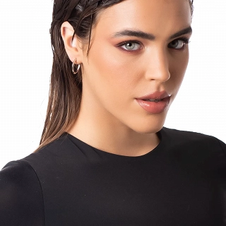 Oxzen σκουλαρίκι κρίκος ασημένιος οβάλ 15mm