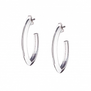 Oxzen σκουλαρίκι κρίκος ασημένιος οβάλ 15mm