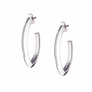 Oxzen σκουλαρίκι κρίκος ασημένιος οβάλ 18mm