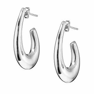 Oxzen σκουλαρίκι κρίκος ασημένιος οβάλ με ιδιαίτερο σχήμα