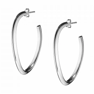 Oxzen σκουλαρίκι κρίκος ασημένιος οβάλ 30mm