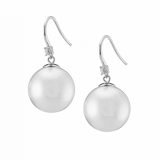 Oxzen σκουλαρίκι ασημένιο με κρεμαστή πέρλα