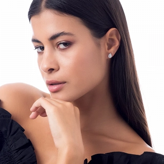 Oxzen σκουλαρίκια καρφωτά ασημένια δάκρυ με ζιργκόν