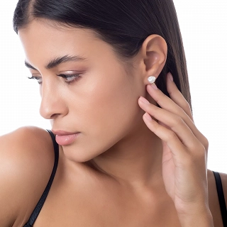 Oxzen σκουλαρίκια καρφωτά ασημένια, χειροποίητα με πέρλα