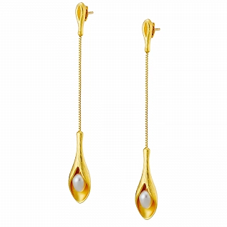 Oxzen σκουλαρίκια κρεμαστά ασημένια χειροποίητα με πέρλα