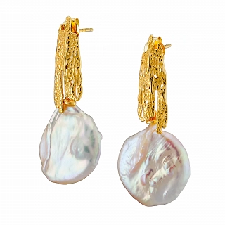 Oxzen σκουλαρίκια κρεμαστά ασημένια χειροποίητα με πέρλα