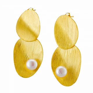 Oxzen σκουλαρίκια κρεμαστά ασημένια χειροποίητα με πέρλα