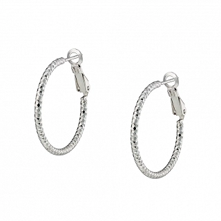 Oxzen σκουλαρίκια κρίκοι ασημένιοι διαμανταρισμένοι 25mm