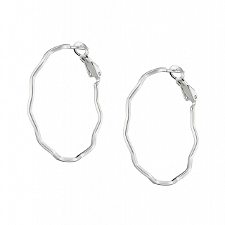 Oxzen σκουλαρίκια κρίκοι ασημένιοι κυματιστοί 30mm