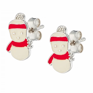 Oxzen σκουλαρίκια καρφωτά ασημένια χριστουγεννιάτικα με Χιονάνθρωπο