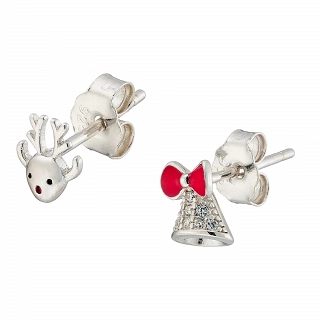 Oxzen ασημένιο σκουλαρίκι επιπλατινωμένο χριστουγεννιάτικο