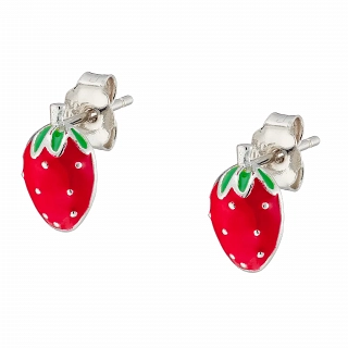 Oxzen ασημένιο παιδικό σκουλαρίκι επιπλατινωμένο με φράουλα