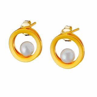 Oxzen σκουλαρίκια καρφωτά ασημένια χειροποίητα με πέρλα