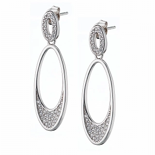 Oxzen σκουλαρίκια κρεμαστά ασημένια με λευκά ζιργκόν