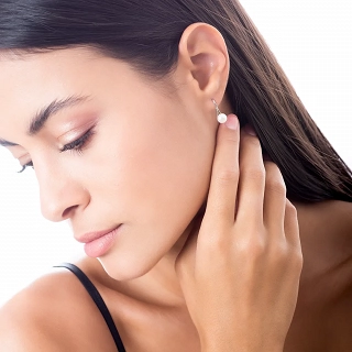 Oxzen σκουλαρίκια κρίκοι ασημένιοι με κρεμαστή πέρλα