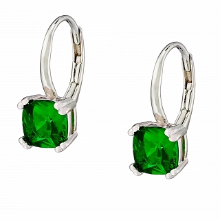 Oxzen σκουλαρίκια κρικάκια μικρά ασημένια με τετράγωνο ζιργκόν