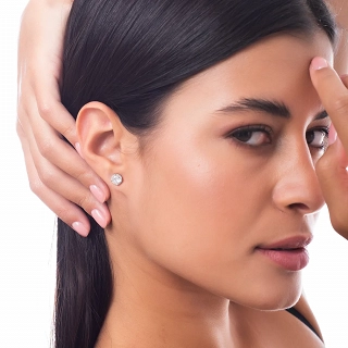 Oxzen σκουλαρίκια καρφωτά ασημένια με στρογγυλό ζιργκόν