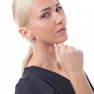 Oxzen σκουλαρίκια καρφωτά ασημένια με πέρλα και λευκά ζιργκόν