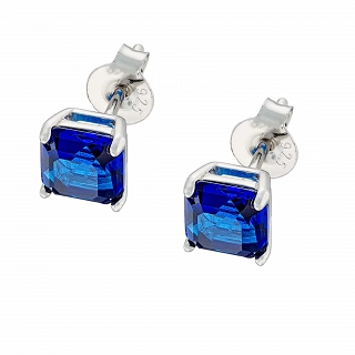 Oxzen σκουλαρίκια καρφωτά ασημένια με τετράγωνο ζιργκόν 6mm