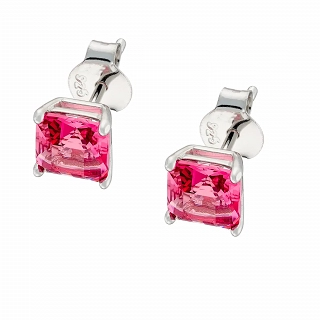 Oxzen σκουλαρίκια καρφωτά ασημένια με τετράγωνο ζιργκόν 6mm