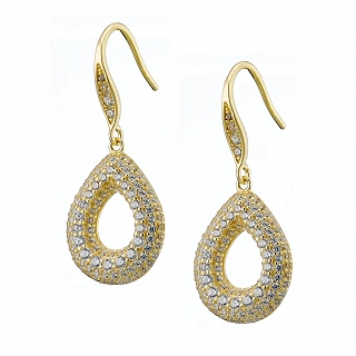 Oxzen σκουλαρίκια κρεμαστά ασημένια με λευκά ζιργκόν