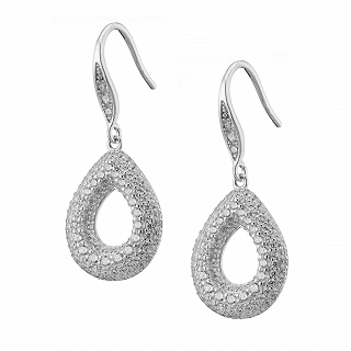 Oxzen σκουλαρίκια κρεμαστά ασημένια με λευκά ζιργκόν