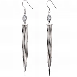 Oxzen σκουλαρίκια κρεμαστά ασημένια μακρύ με αλυσίδες και ζιργκόν