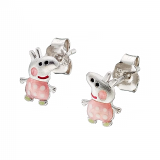 Oxzen παιδικά σκουλαρίκια καρφωτά ασημένια πέππα το γουρουνάκι