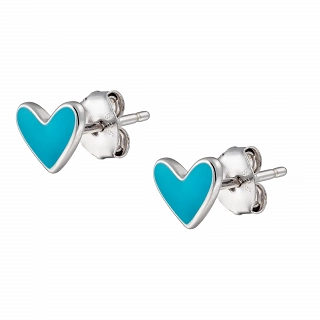 Oxzen ασημένιο παιδικό σκουλαρίκι καρδιά με σμάλτο