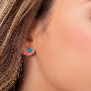 Oxzen ασημένιο παιδικό σκουλαρίκι καρδιά με σμάλτο