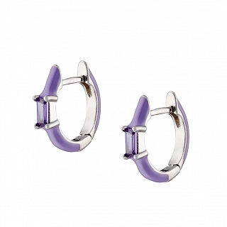 Oxzen σκουλαρίκια κρικάκια μικρά ασημένια με σμάλτο και ζιργκόν