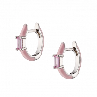 Oxzen σκουλαρίκια κρικάκια μικρά ασημένια με σμάλτο και ζιργκόν