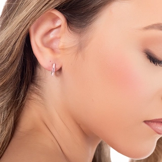 Oxzen σκουλαρίκια κρικάκια μικρά ασημένια με σμάλτο και ζιργκόν